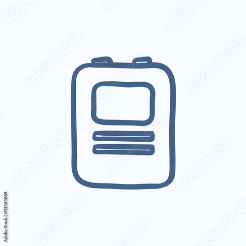 Heart defibrillator sketch icon.