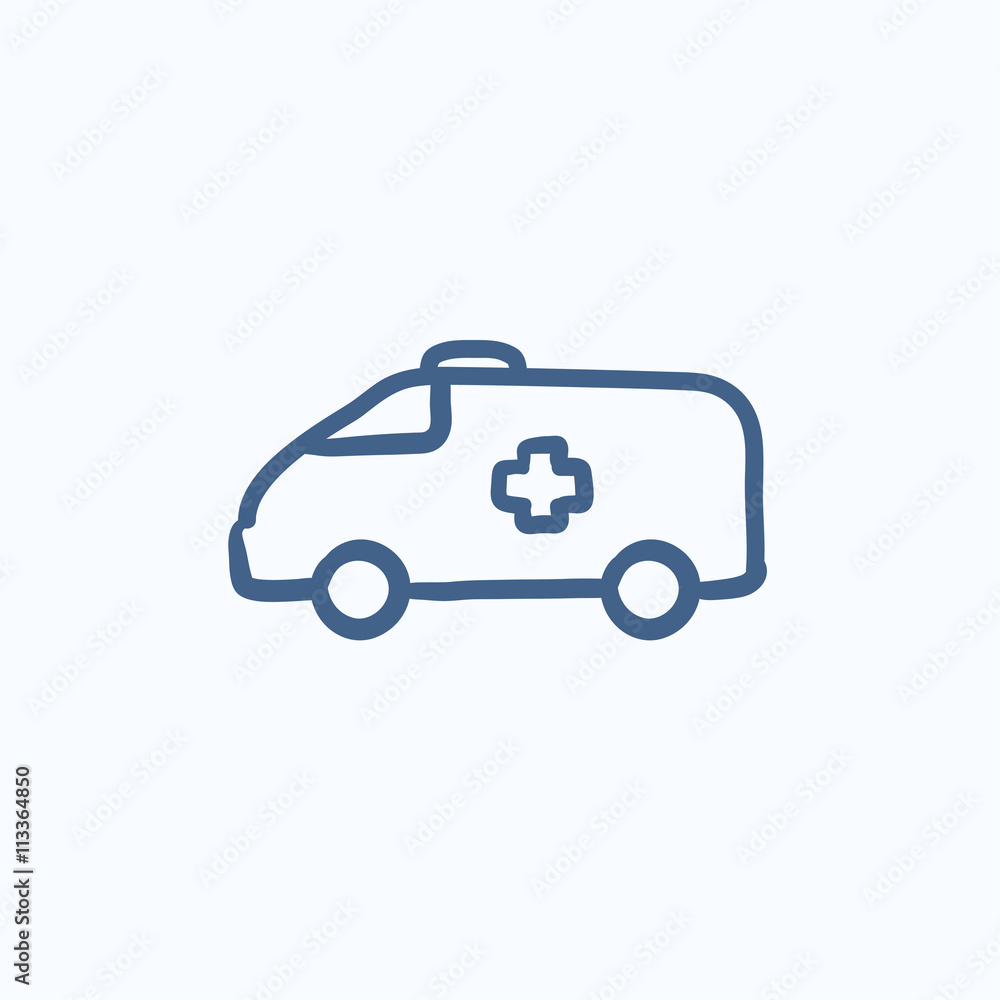 Ambulance car sketch icon.