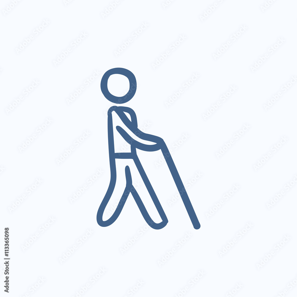 Blind man with stick sketch icon. Blind man with stick sketch icon.