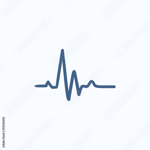 Heart beat cardiogram sketch icon.