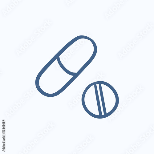 Pills sketch icon.