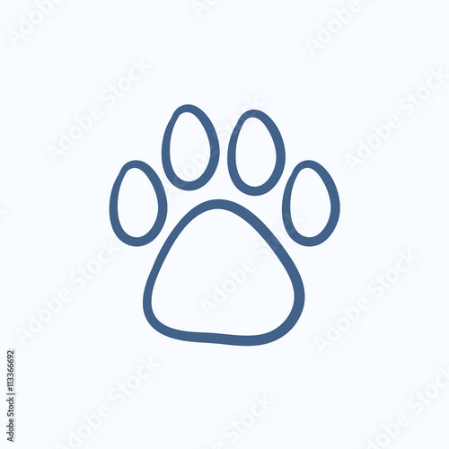 Paw print sketch icon.