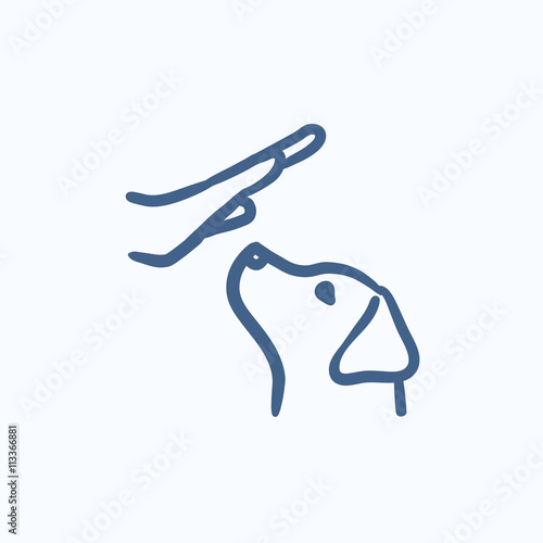 Dog training sketch icon.