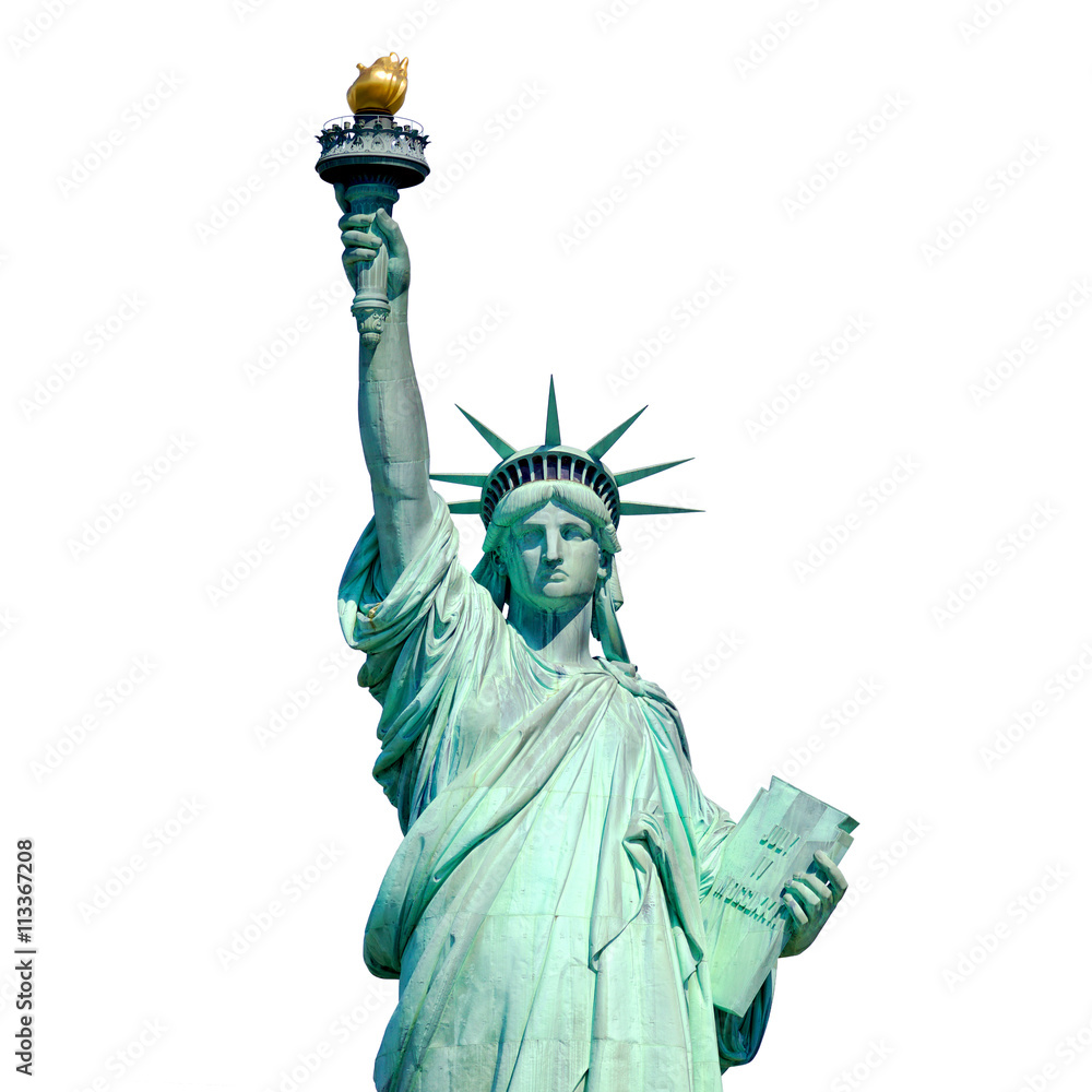 Obraz premium Statua Wolności w Nowym Jorku na białym tle