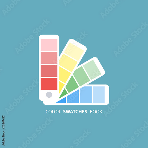Color swatches book. Color palette guide. Color swatch icon. Color swatches flat sign. Vector illustration.