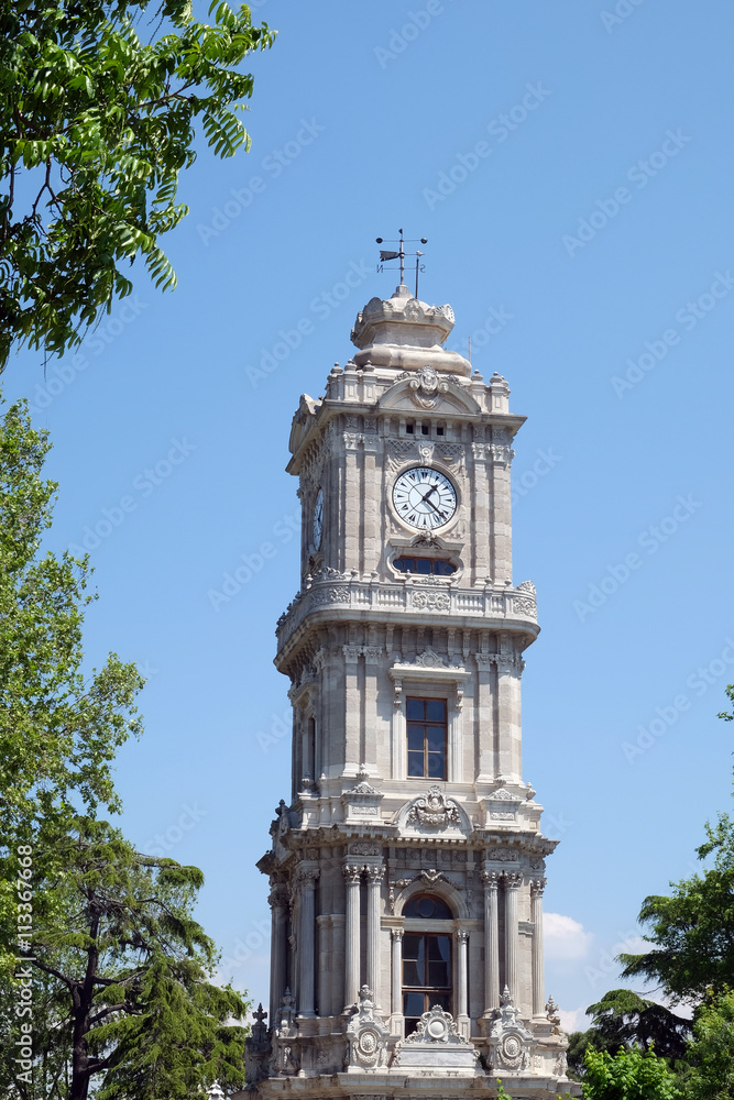Dolmabahçe Clock Tower is a clock tower situated outside Dolmabahce Palace in Istanbul, Turkey. This building's name is Dolmabahce Saat Kulesi in Turkish.
