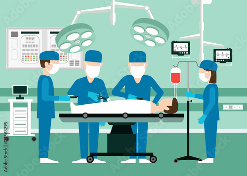 Vector medical concept Surgeons in operation theater