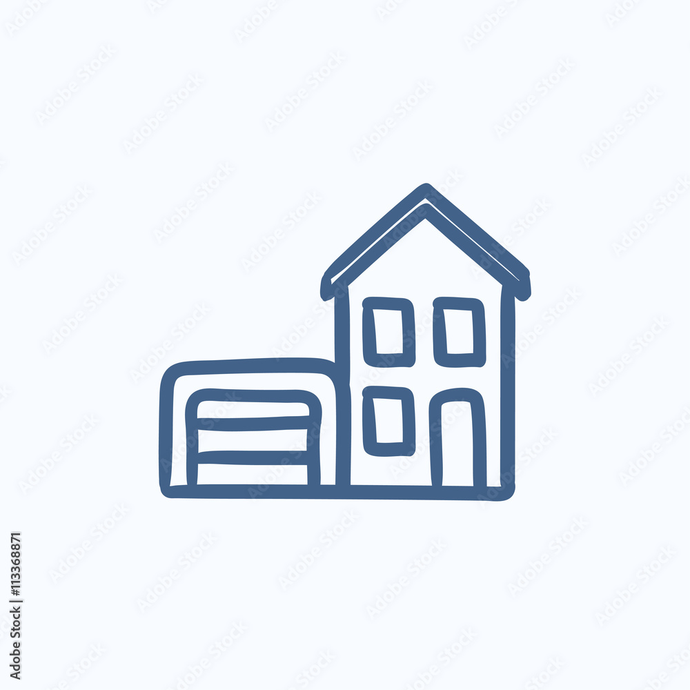 House with garage sketch icon.