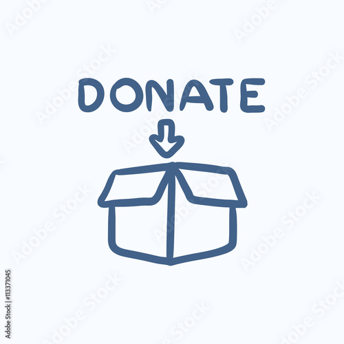 Donation box sketch icon.