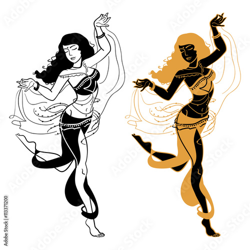 Belly dancer. Illustration of belly dance woman