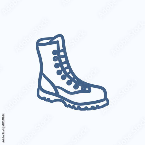 Boot with laces sketch icon.