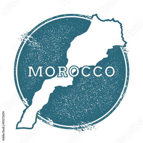 Photo Grunge rubber stamp with name and map of Morocco, vector illustration