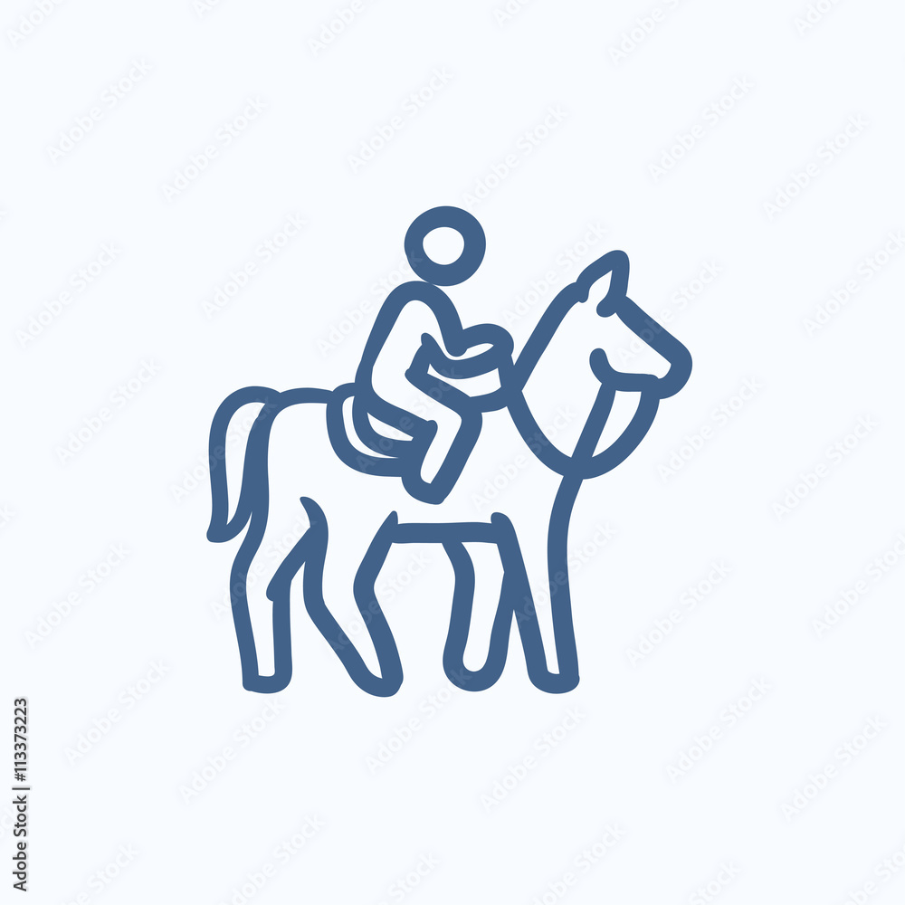 Horse riding sketch icon. Horse riding sketch icon.