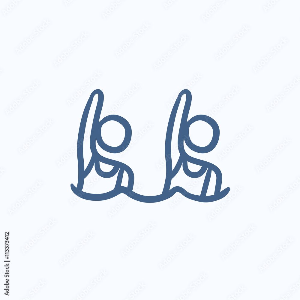 Naklejka premium Synchronized swimming sketch icon.