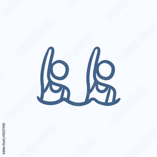 Synchronized swimming sketch icon.