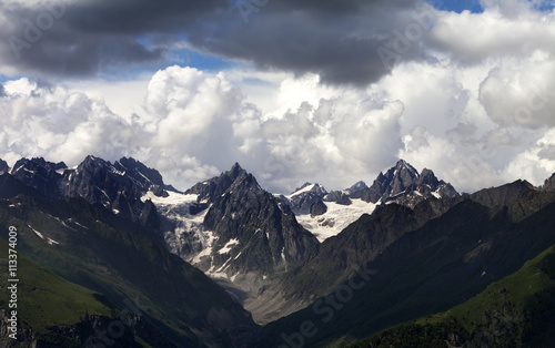 Summer mountains and cloudy sky