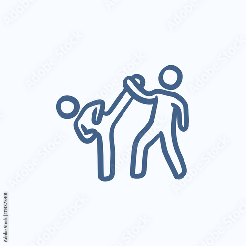 Karate fighters sketch icon.