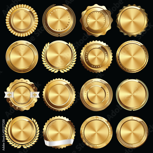 Set of Gold Certificate Seals and Badges