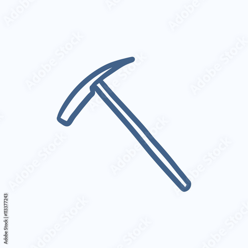Ice pickaxe sketch icon.