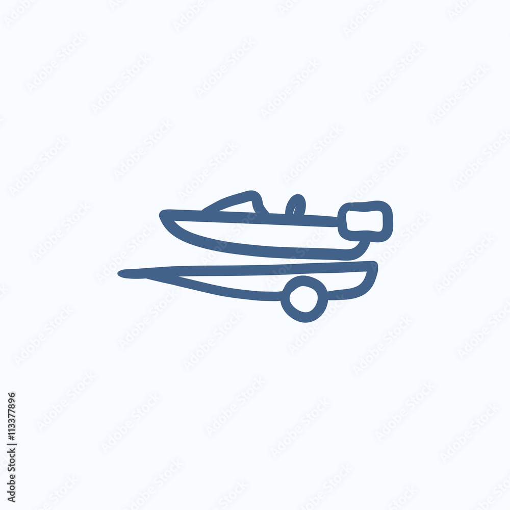 Boat on trailer for transportation sketch icon. Boat on trailer for transportation sketch icon.