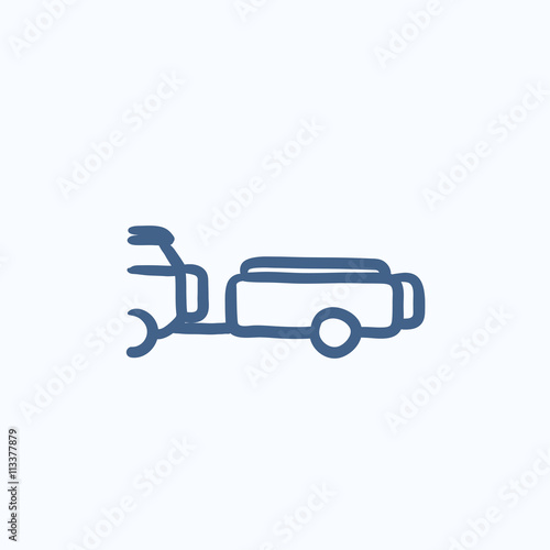 Car with trailer sketch icon.