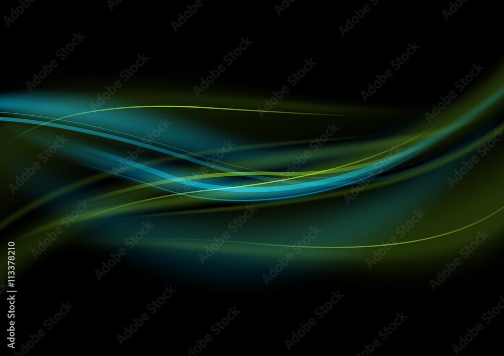 Green-Blue Light Waves - Abstract Background Illustration, Vector Green-Blue Light Waves - Abstract Background Illustration, Vector