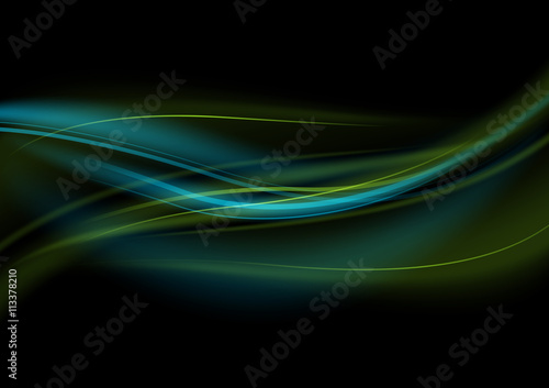 Green-Blue Light Waves - Abstract Background Illustration, Vector