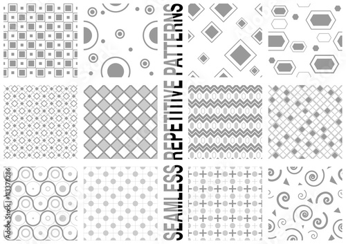 12 Seamless Patterns - Repetitive Background Textures Illustration, Vector