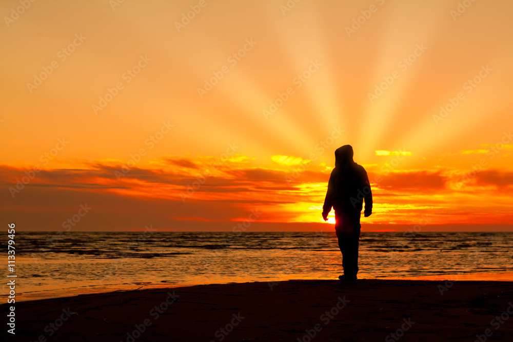 Fototapeta premium man on a beach