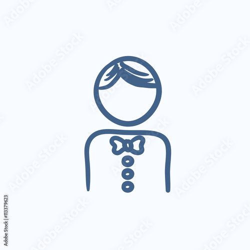 Waiter sketch icon.