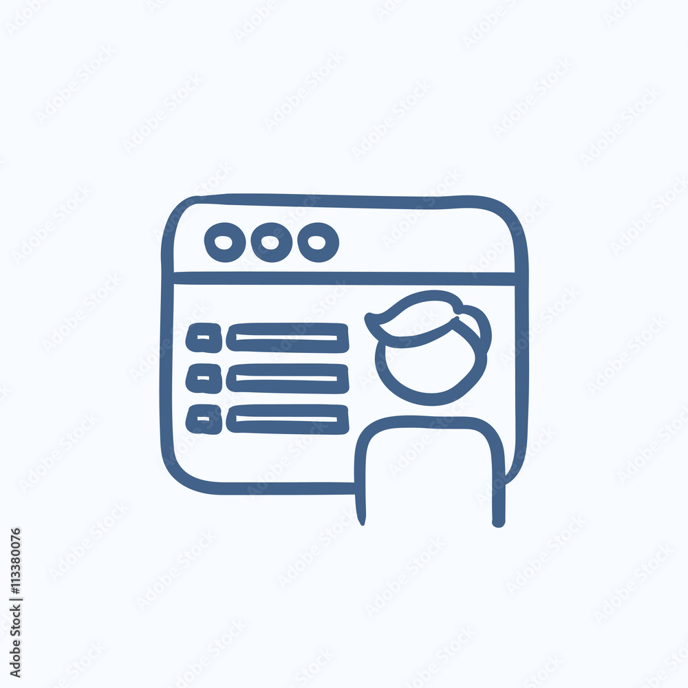 Browser window with page sketch icon. Browser window with page sketch icon.