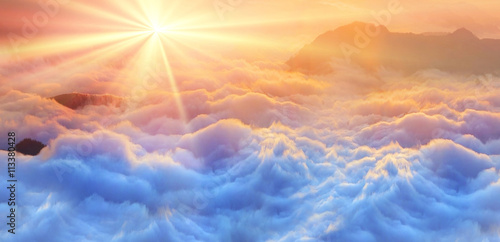 Dawn above the sea of fog