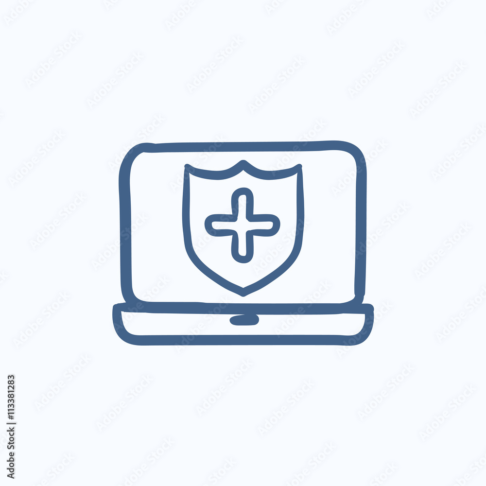 Fototapeta premium Computer security sketch icon.