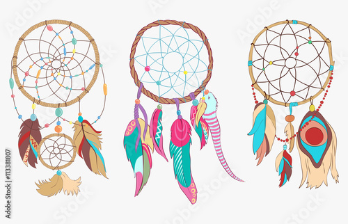 Tribal dreamcatcher made of hoop and net