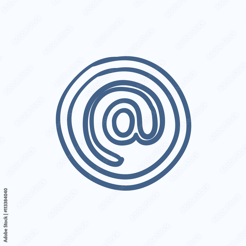At sign sketch icon. At sign sketch icon.