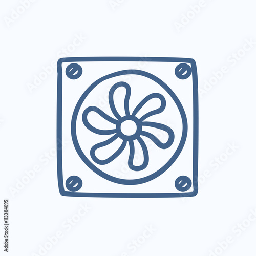 Computer cooler sketch icon.