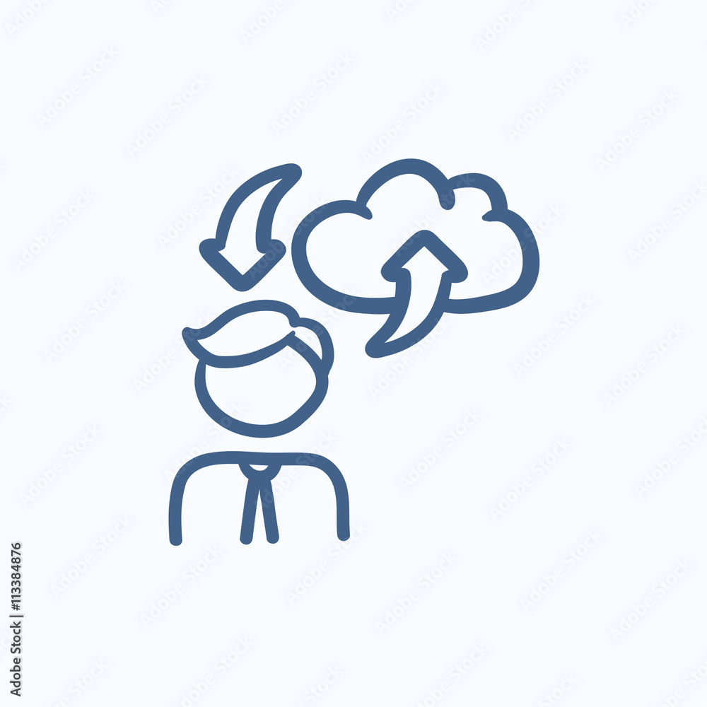 Cloud computing sketch icon. Cloud computing sketch icon.