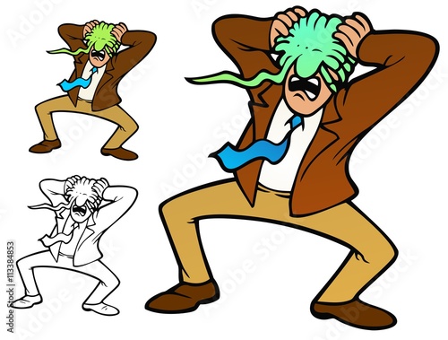 The Job that Ate My Brain!  Includes full color, flat, and black outline versions.