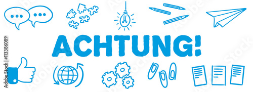 Stick Figure Series Banner Blue / Achtung!