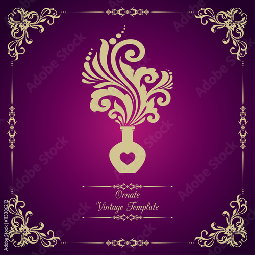 Vintage template with decorative ornamental frame and love potion
