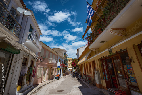 Fototapeta Naklejka Na Ścianę i Meble -  Along the narrow streets of Paxos island, Ionian Sea, Greece