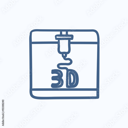 Tree D printing sketch icon.
