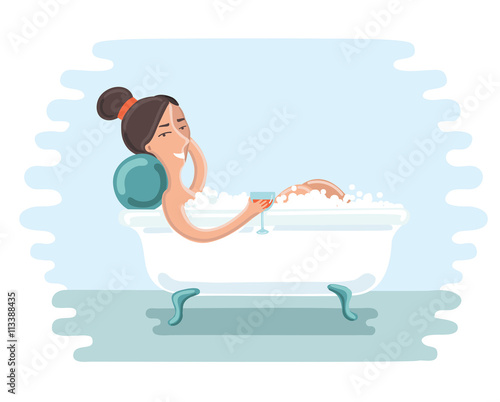 Cute girl take a bath