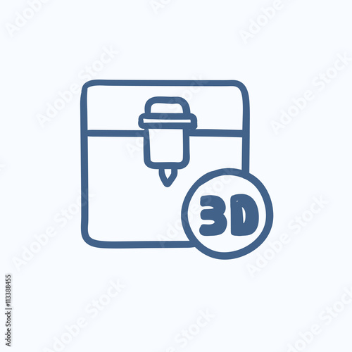 Tree D printing sketch icon.
