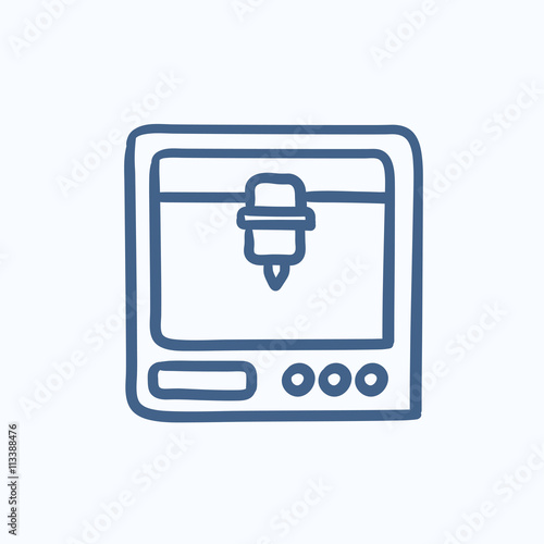 Tree D printing sketch icon.