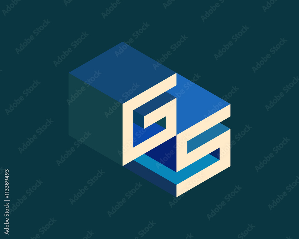 GS isometric 3D letter logo. three-dimensional stock vector alphabet font typography design. GS isometric 3D letter logo. three-dimensional stock vector alphabet font typography design.