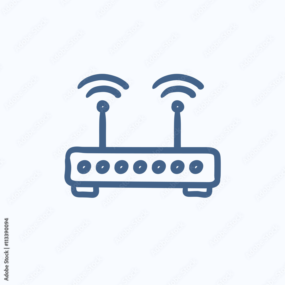 Wireless router sketch icon. Wireless router sketch icon.