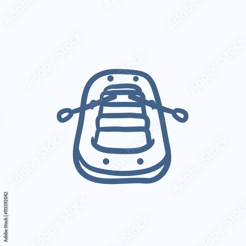 Inflatable boat sketch icon.