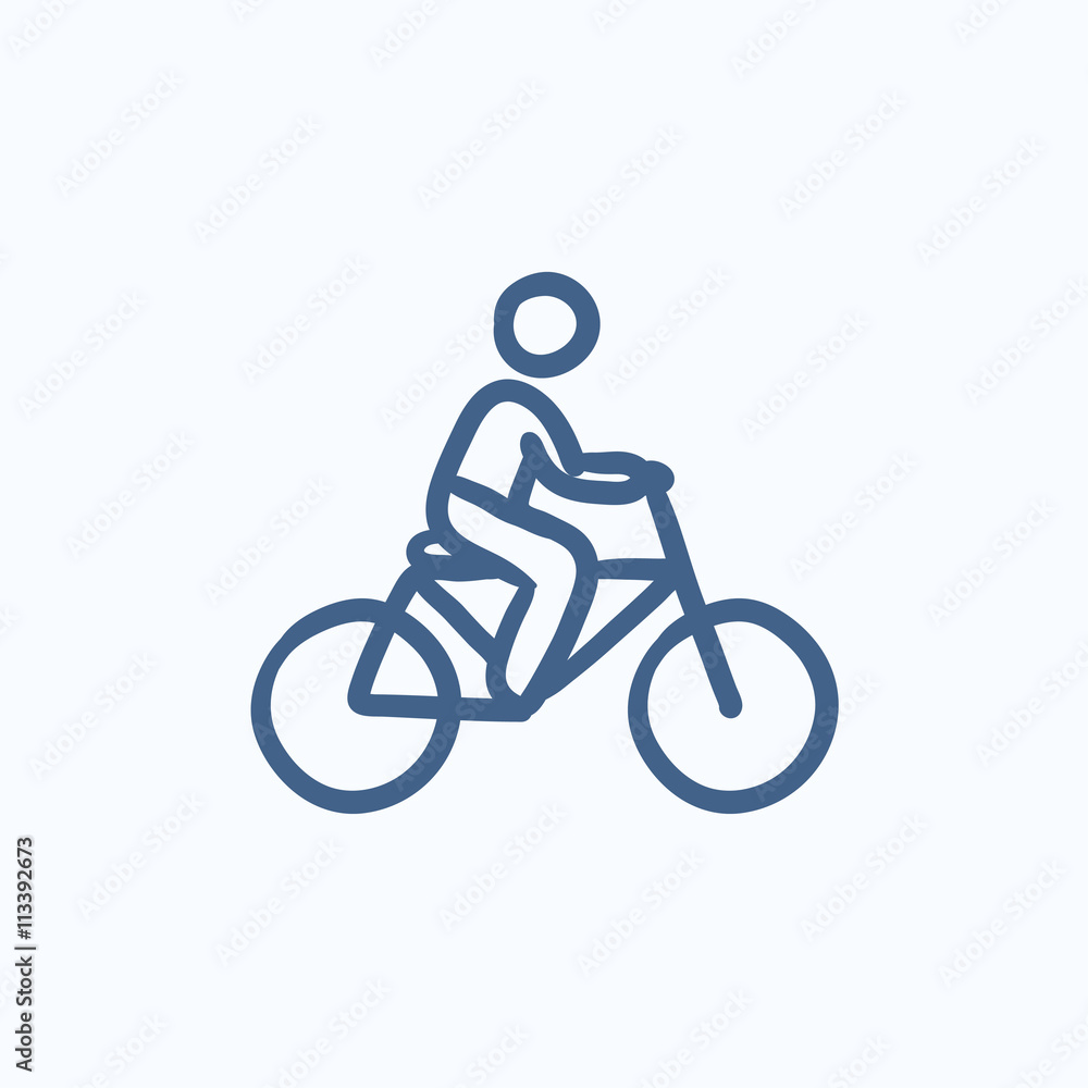 Man riding bike sketch icon. Man riding bike sketch icon.
