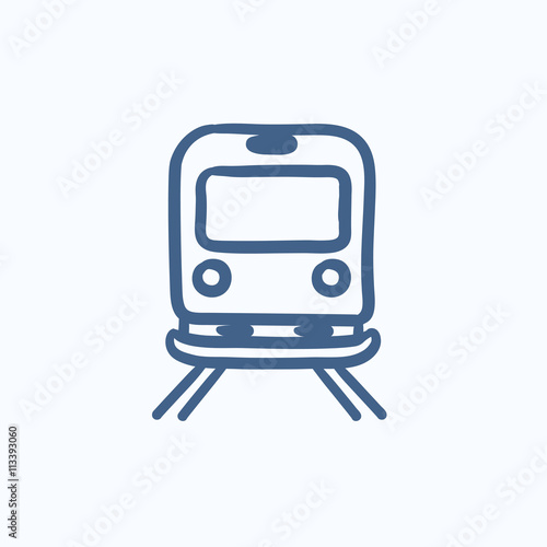Back view of train sketch icon.
